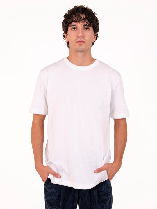 T-Shirt Eleventy Milano Platinum in Cotone Giza Bianco e Grigio