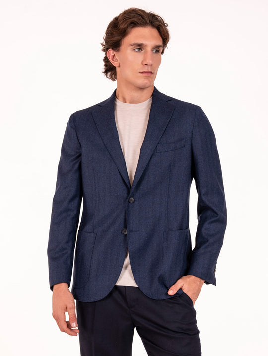 Giacca Sartoriale Four Stroke in Lana Vergine Navy
