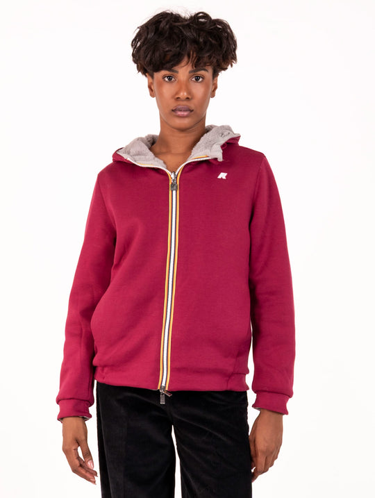 Felpa Zip Deva K-way Reversibile Bordeaux e Grigio