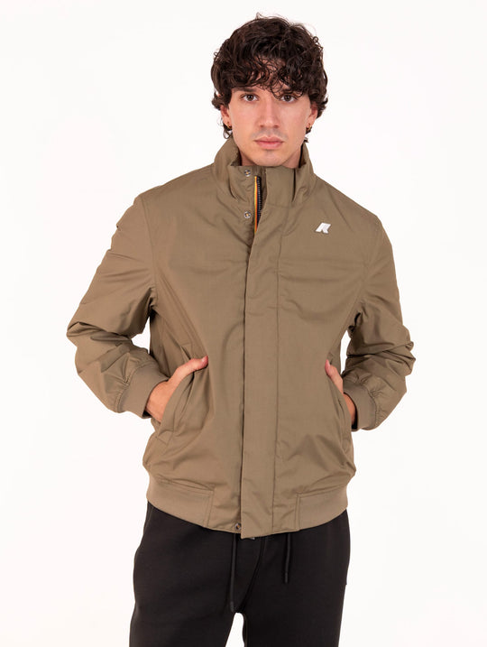 Giubbotto Arsene K-Way in Tessuto Tecnico e Cotone Verde