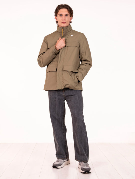 Field Jacket Manuene K-Way in Micro Canvas Verde Militare