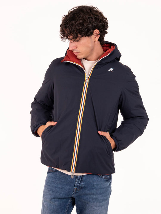 Giubbotto Jack K-Way Reversibile in Tessuto Tecnico Blu e Arancio