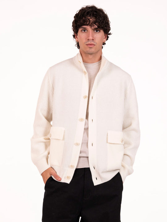 Giubbino Lardini in Maglia di Lana Panna e Corda