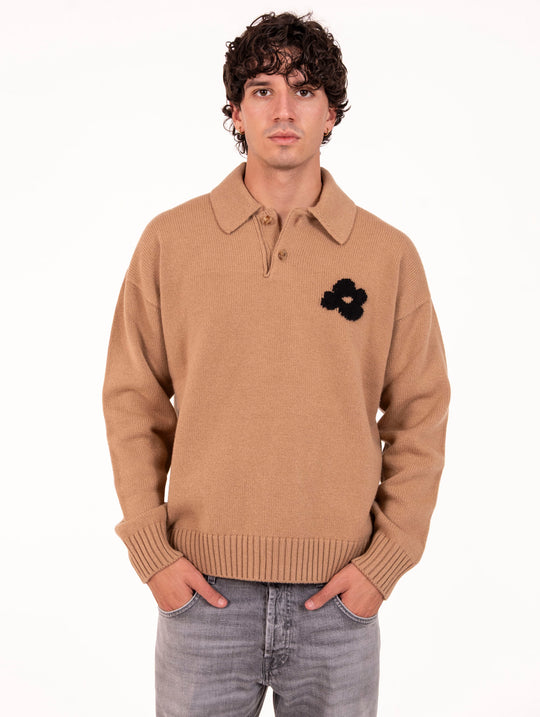 Polo Lardini in Lana Vergine e Cashmere Cammello