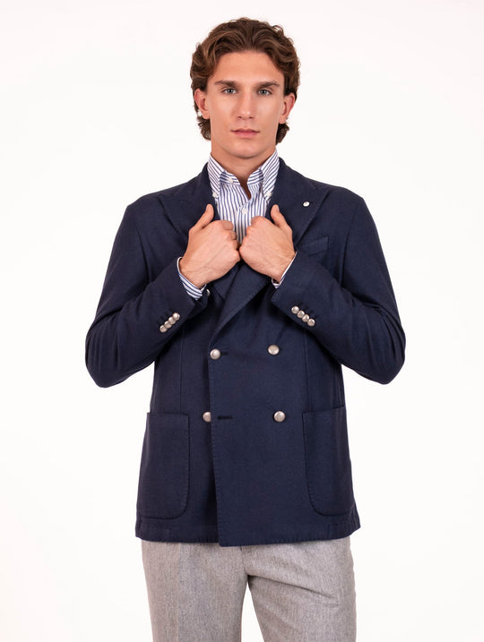 Giacca Doppiopetto L.B.M. 1911 in Lana Vergine e Cashmere Navy