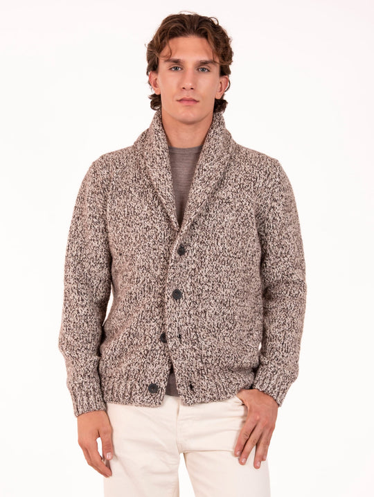 Cardigan Luigi Gentile in Lana Merino e Alpaca Bianco e Moro