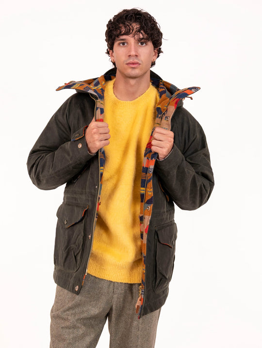 Parka Manifattura Ceccarelli in Cotone Paraffinato Verde
