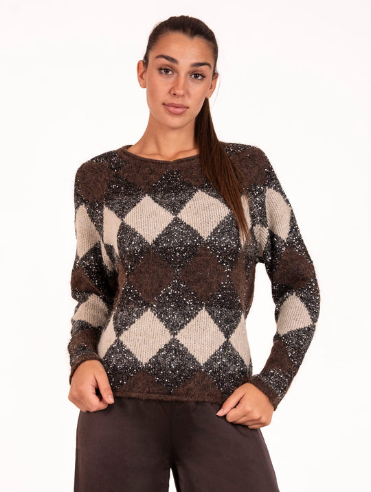 Pull Rombi Markup in Lana Marrone