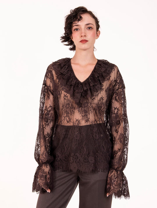 Blusa Markup in Pizzo Marrone