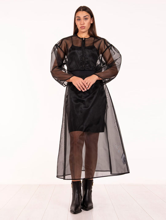 Bomber Trasparente Meimeij in Organza Nero