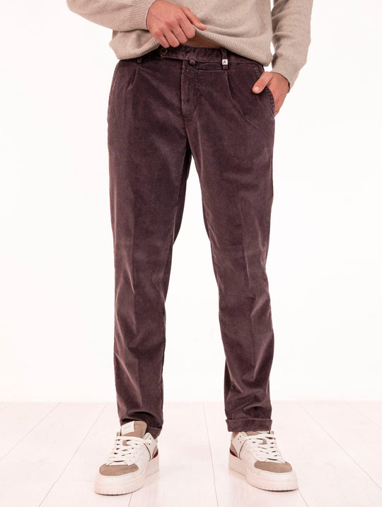 Pantalone Myths in Velluto a Coste Vinaccia