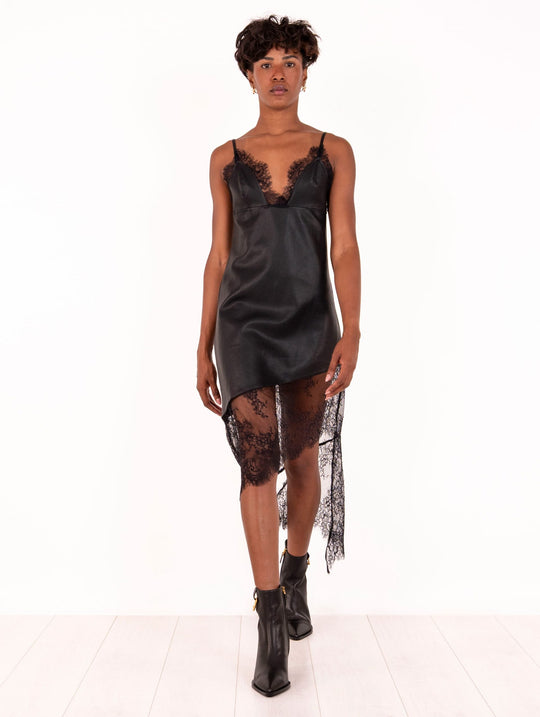 Abito NoSecrets in Eco Pelle e Pizzo Nero