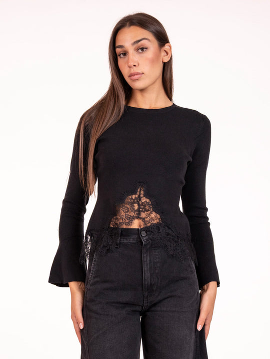 Maglia Spacchi e Pizzo NoSecrets Nera