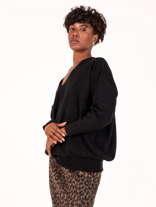 Maglia Micropaillettes NoSecrets Nera
