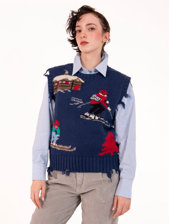 Gilet Alpine Roy Roger's in Misto Lana Blu