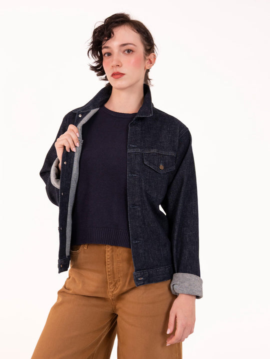Overshirt Elsa Siviglia in Cotone e Cashmere Denim Scuro