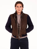 Giubbotto Flavio The Jackie Leathers in Tessuto Double Marrone e Blu