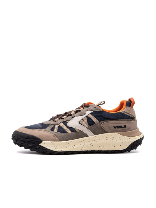 Sneakers Club Act 2 Voile Blanche in Suede e Tessuto Navy e Tortora