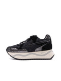 Sneaker Deva W6YZ in Pelle Laminata e Tessuto Nero