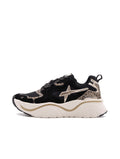 Sneaker Mia W6YZ  in Pelle e Tessuto Maculato Marrone e Latte