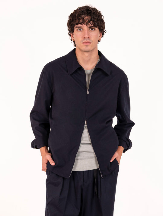 Giacca con Zip White Sand in Misto Viscosa Blu Notte
