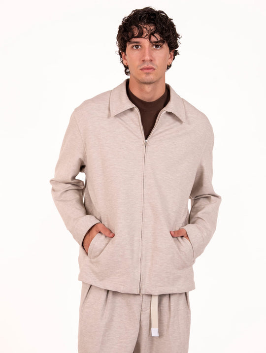 Giacca con Zip White Sand in Viscosa Corda