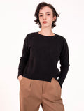 Maglia Asimmetrica White Wise in Viscosa e Lana Nera