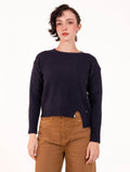 Maglia Asimmetrica White Wise in Viscosa e Lana Blu