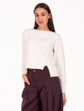 Maglia Asimmetrica White Wise in Viscosa e Lana Panna