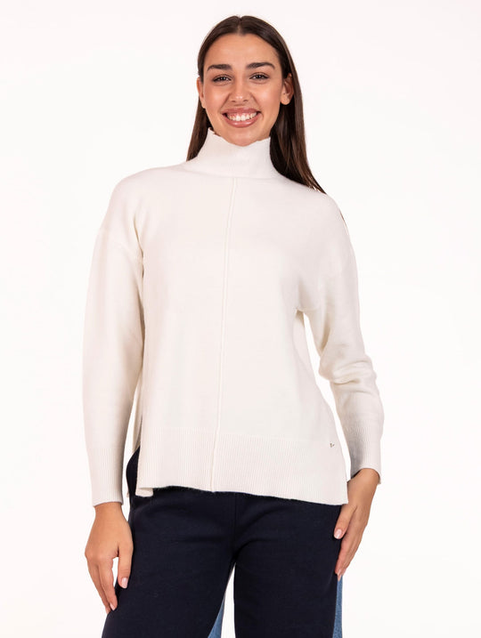 Maglia Cuciture White Wise in Viscosa e Lana Panna