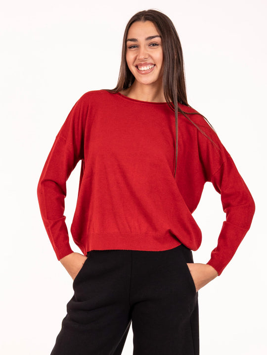 Maglia Rullè White Wise in Viscosa e Lana Rossa