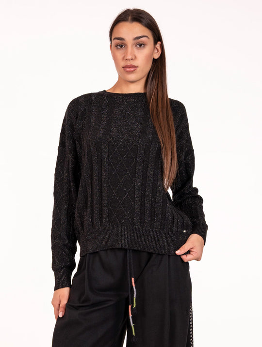 Maglia Lurex White Wise in Lana Nera