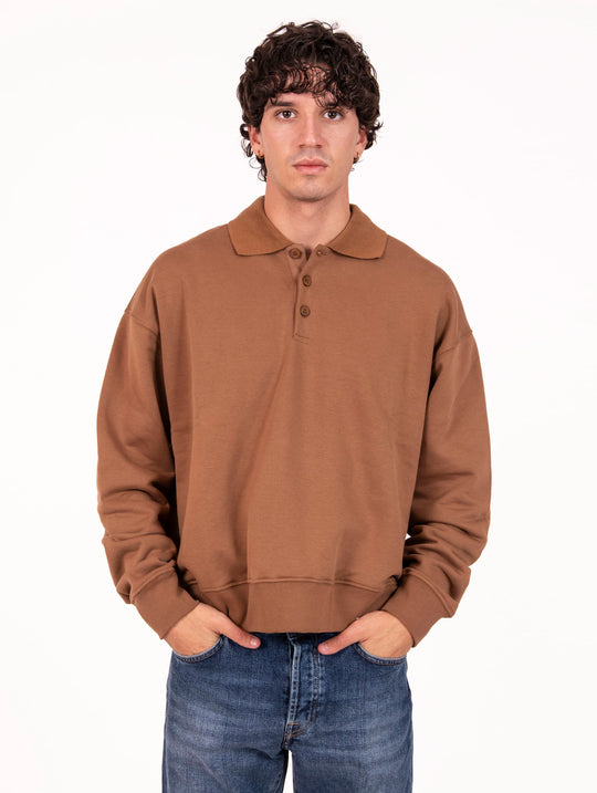 Polo Woc in Cotone Felpato Caramello