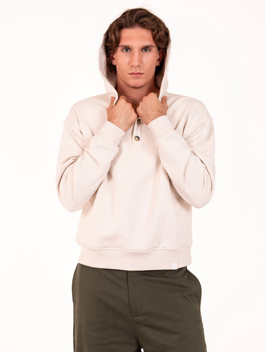 Felpa con Cappuccio Woc in Cotone Avorio
