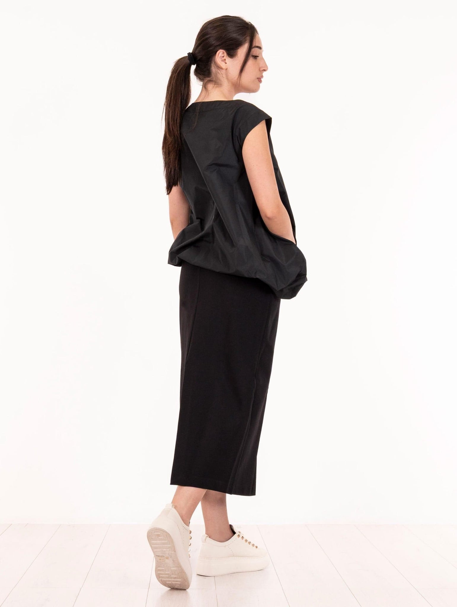 Abito Asimmetrico Meimeij Jersey e Nylon Nero