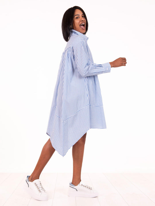 Abito Chemisier Nosecrets in Cotone Bianco e Azzurro