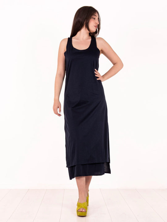 Abito Doppio Pannello White Wise in Cotone Navy
