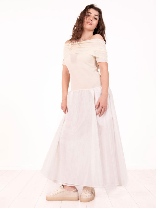 Abito in Maglia Meimeij in Misto Cotone Off White