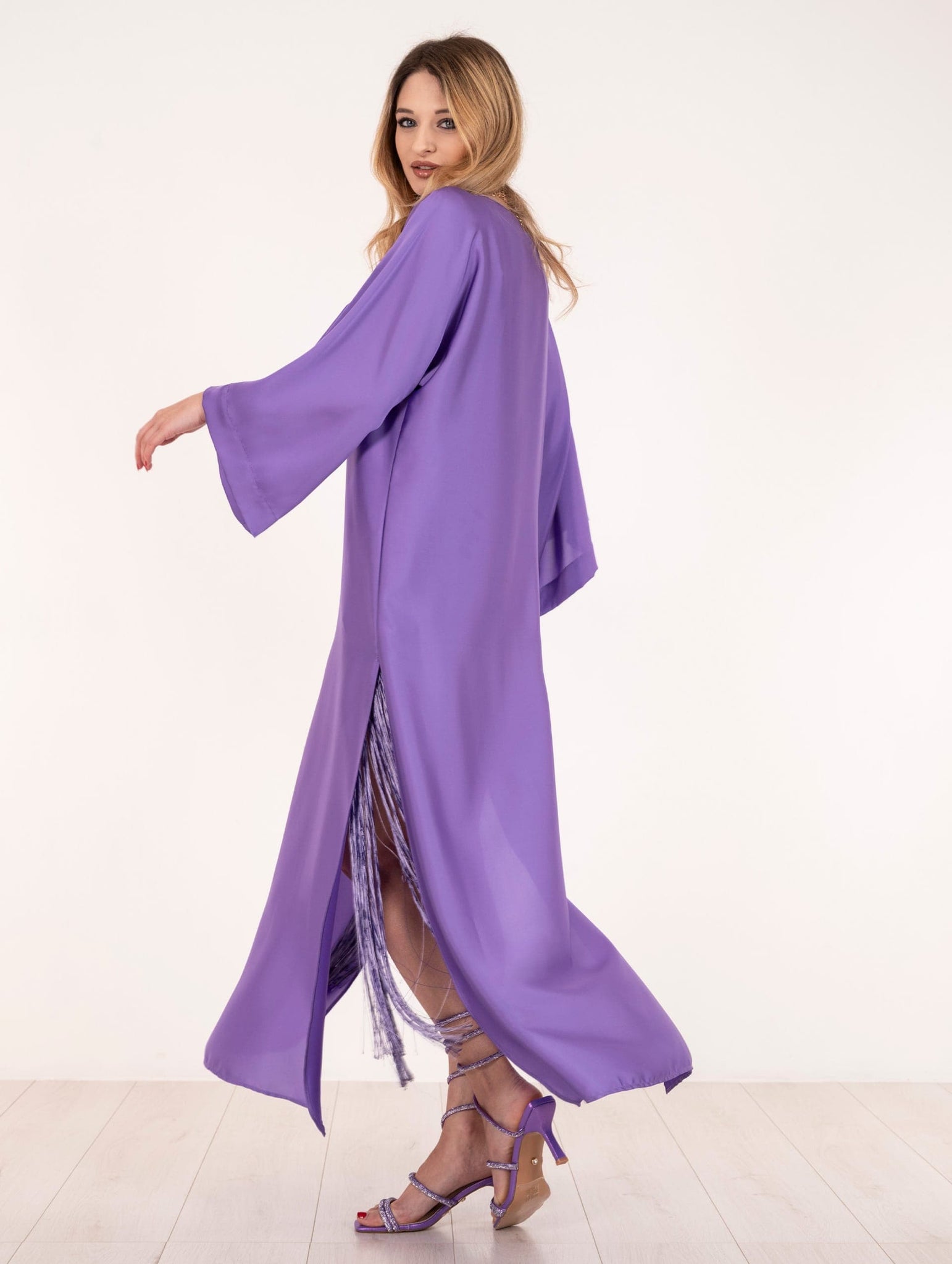 Abito Kimono Simona Corsellini in Satin Viola