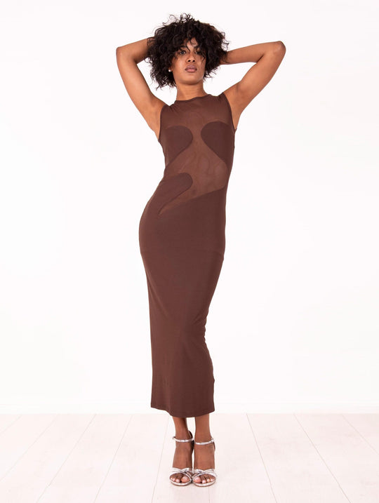 No Secrets Long Brown Dress
