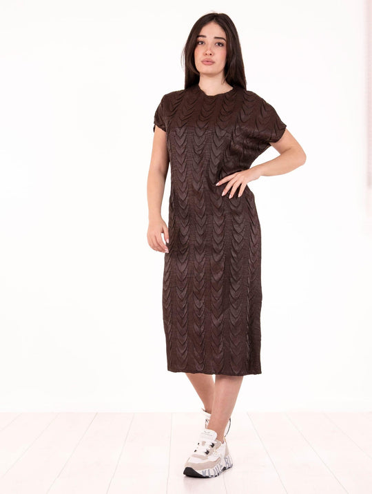 Abito Meimeij Plissè Marrone