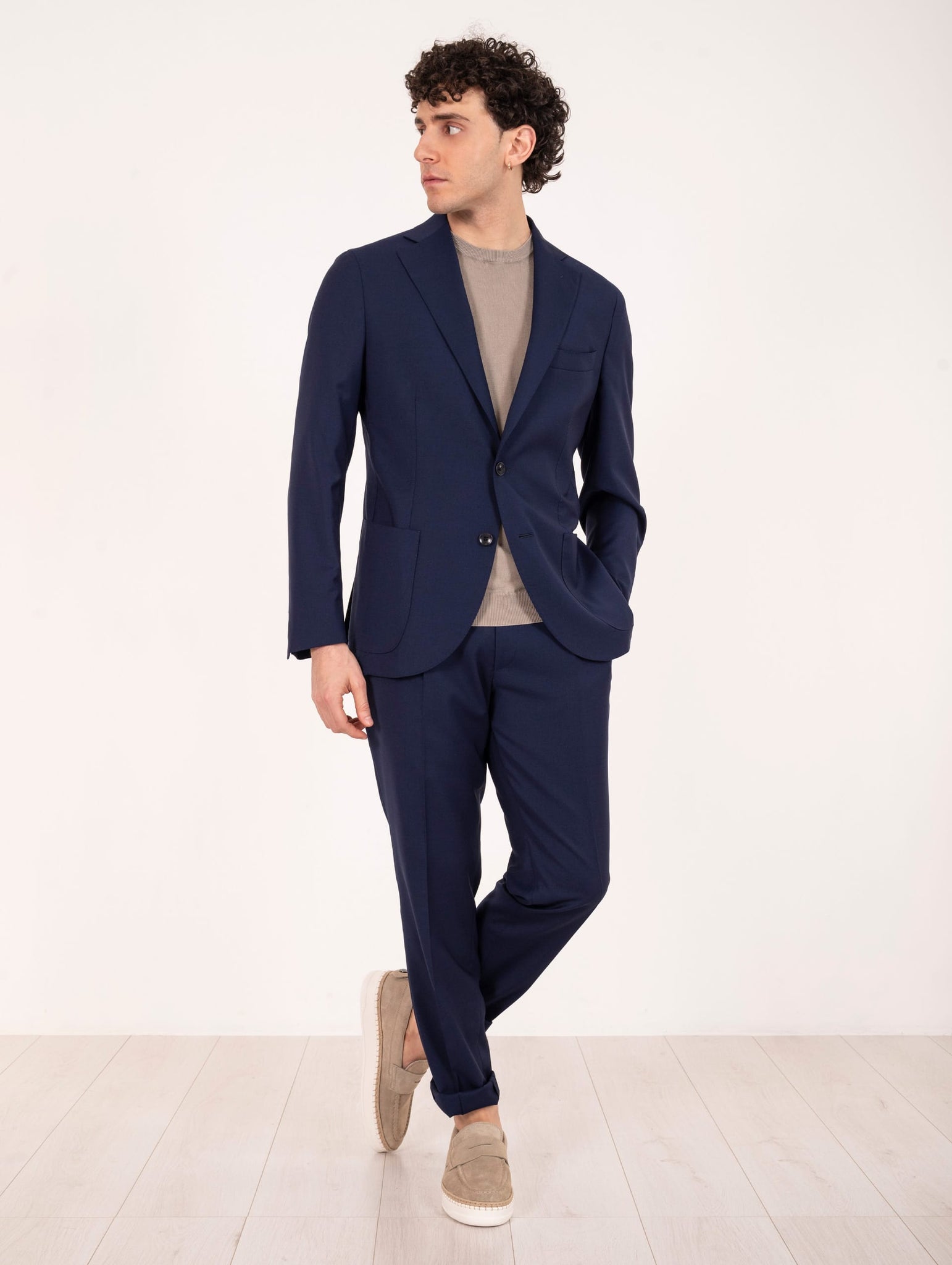 Abito Sartoriale Four Stroke in Lana Vergine Navy Melange