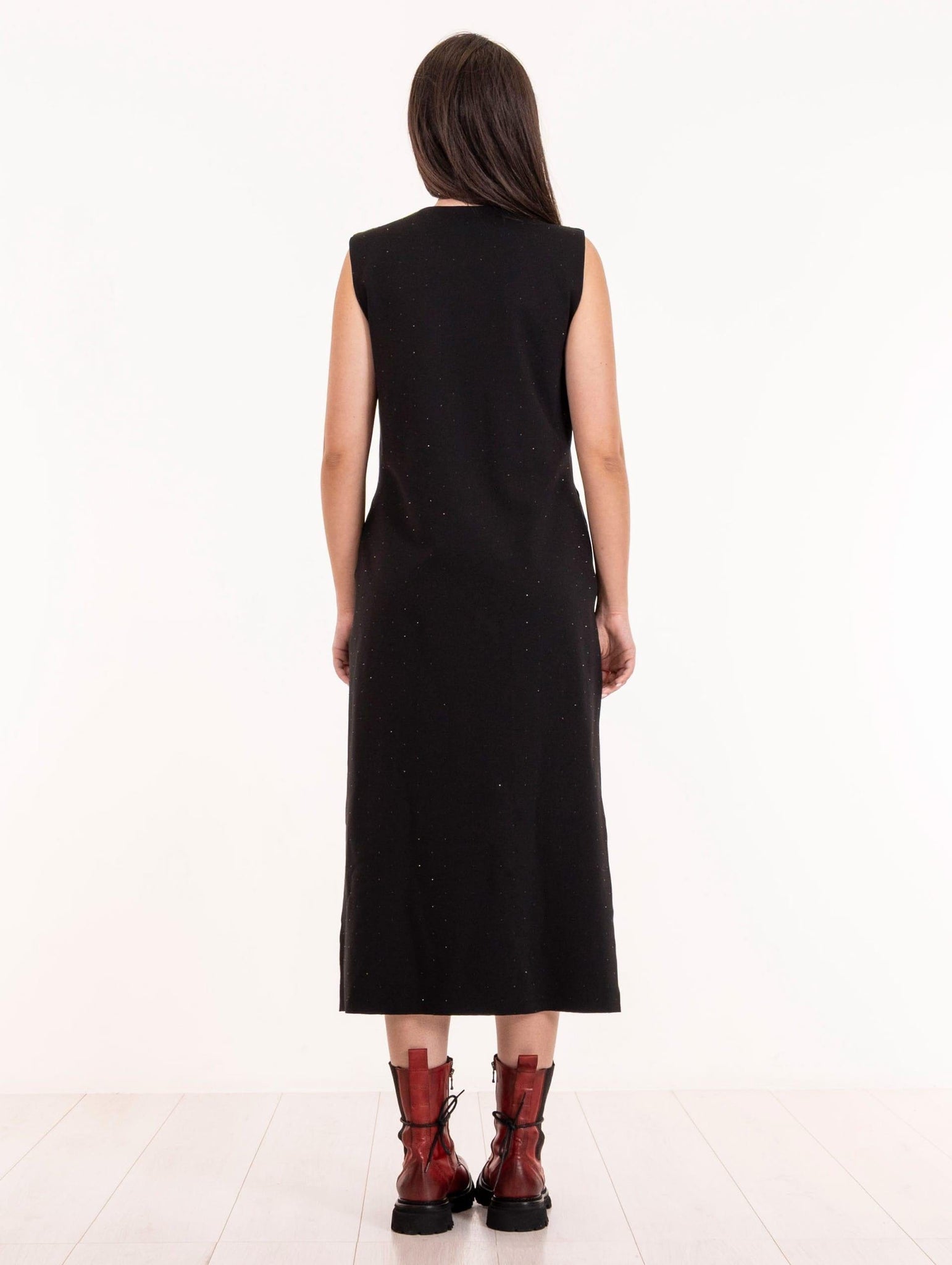 Abito Spacchi Meimeij Scuba Strass Nero