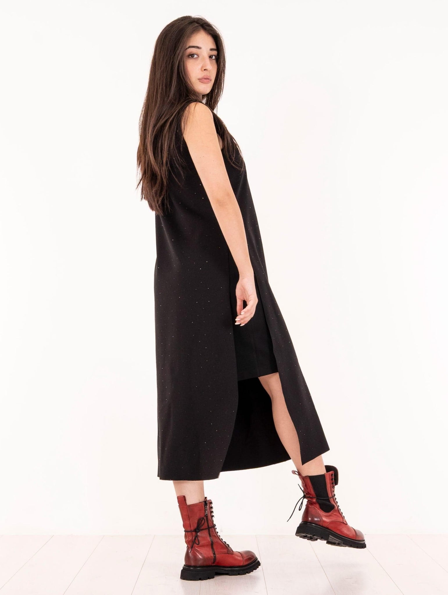 Abito Spacchi Meimeij Scuba Strass Nero