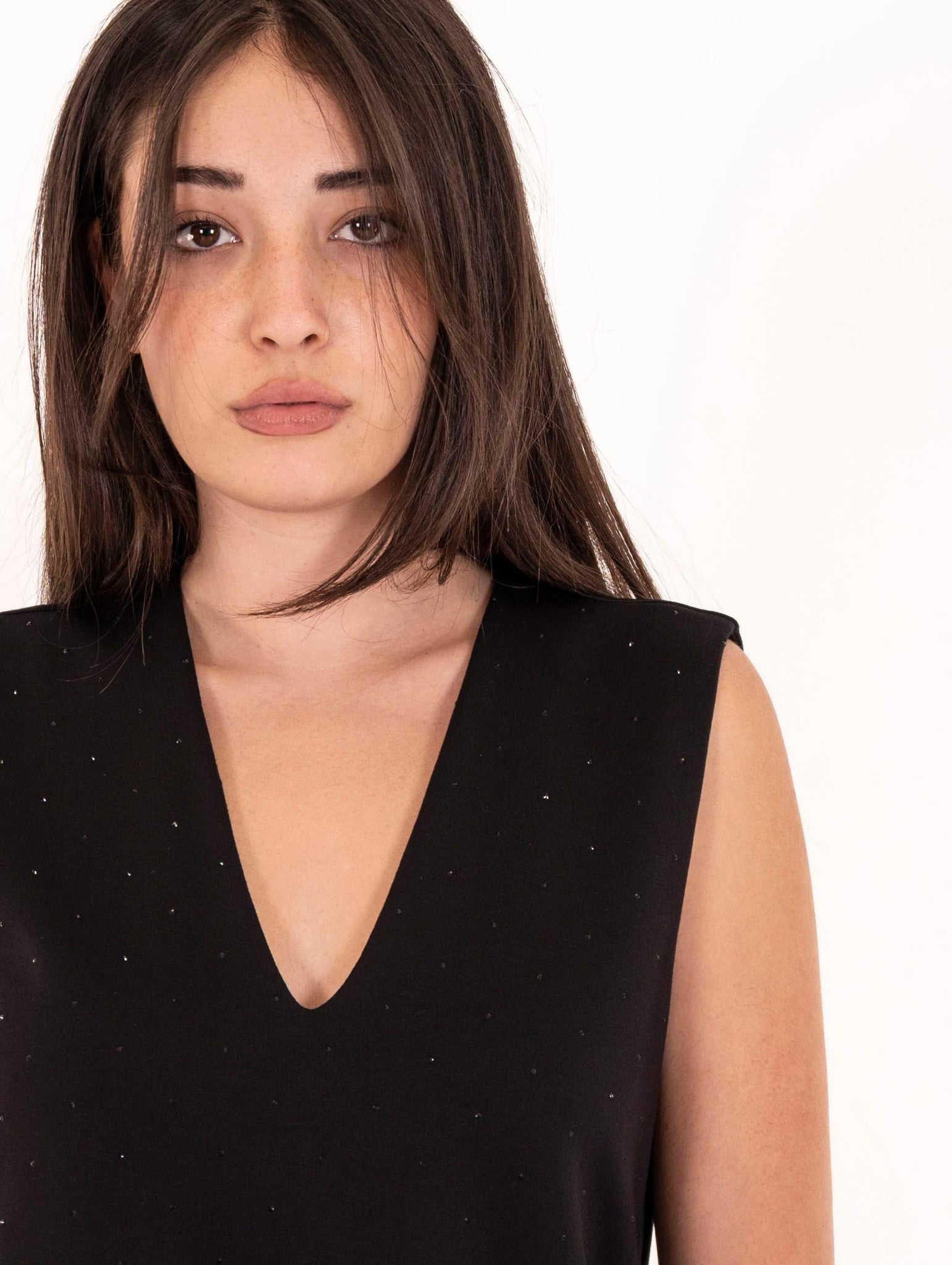 Abito Spacchi Meimeij Scuba Strass Nero