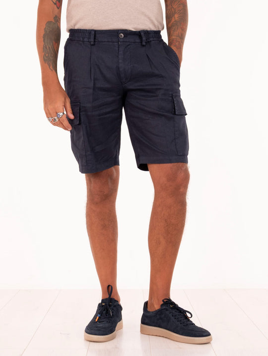 Bermuda Cargo Devorè in Lino e Cotone Navy