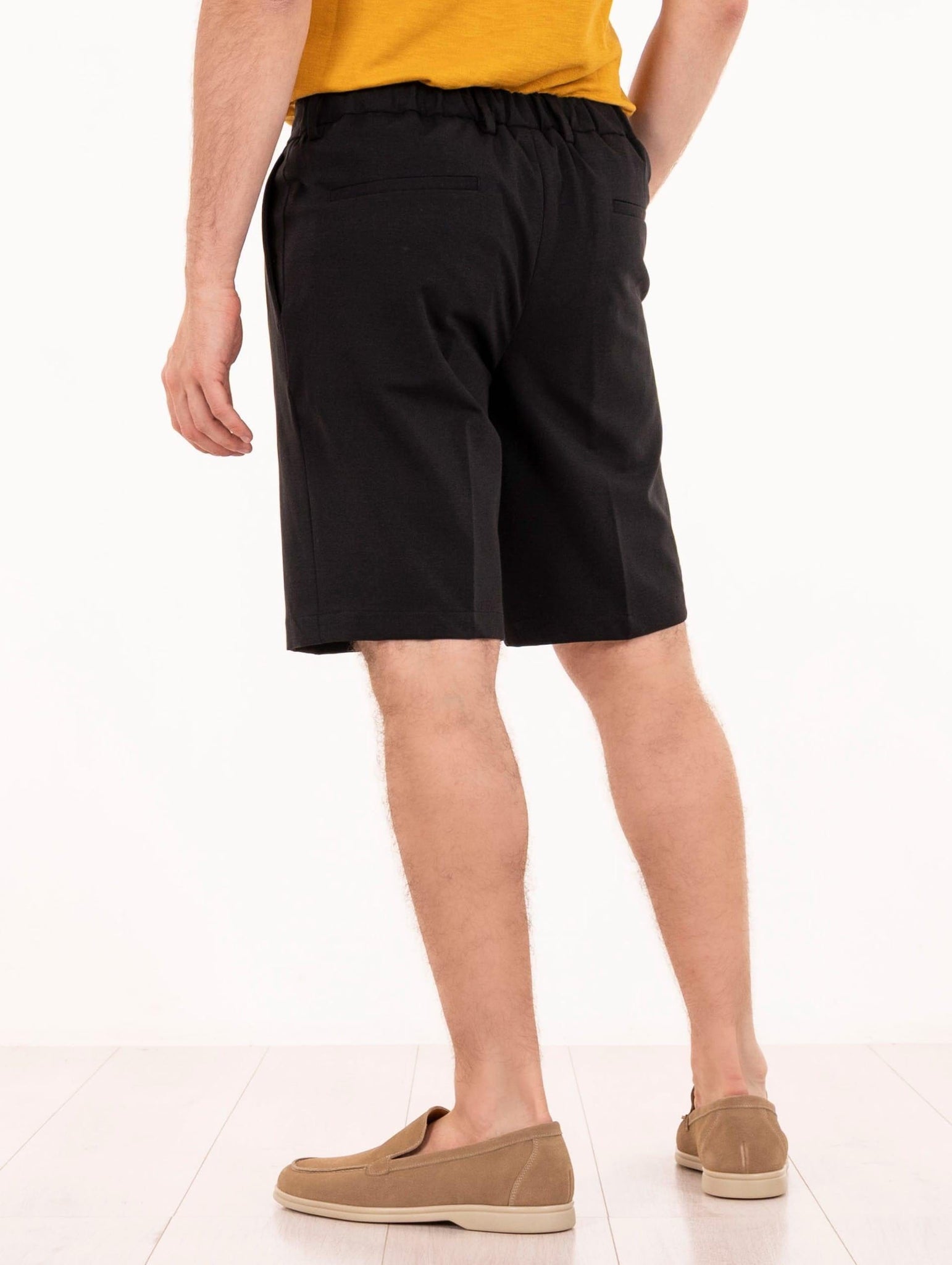 Bermuda Devorè in Cotone Stretch Nero