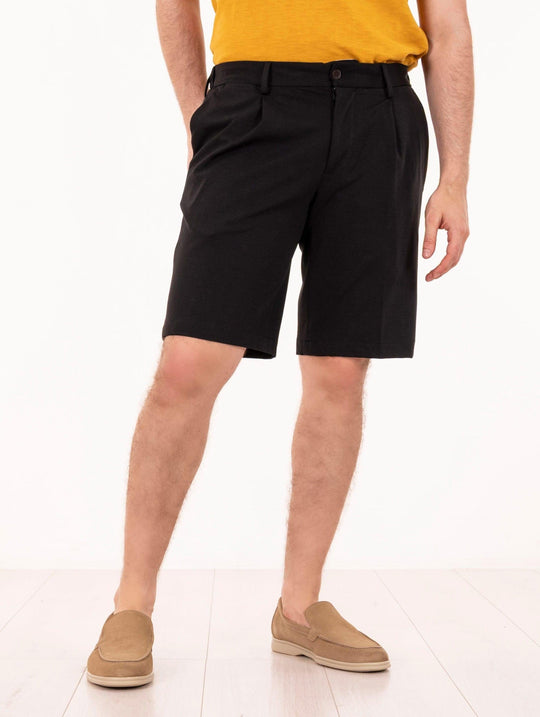 Bermuda Devoré in Black Stretch Cotton