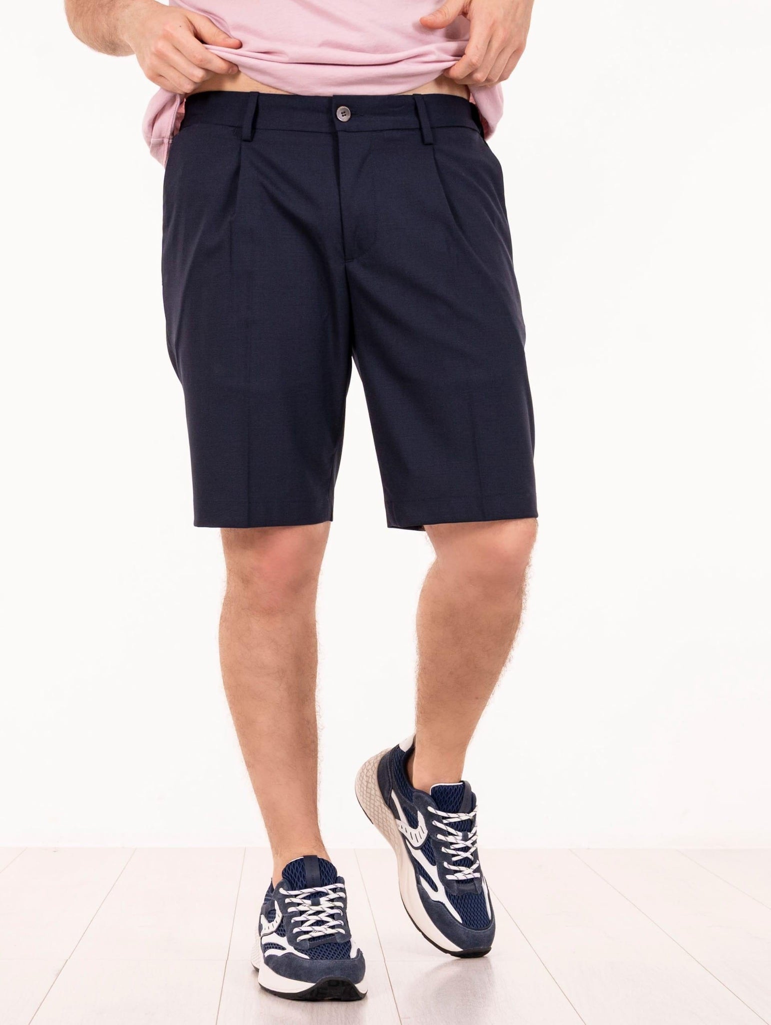 Bermuda Devorè in Lana Navy Melange