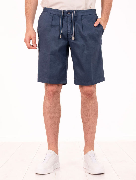 Bermuda Devorè in Lino e Cotone Blu